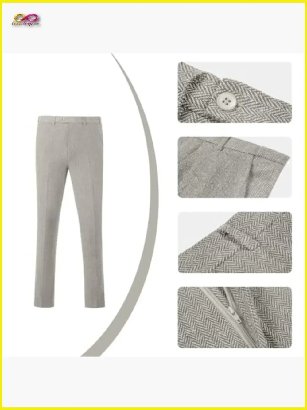 Retro Tweed Herringbone Slim Fit Three Piece Suit Set Blazer Vest Pants